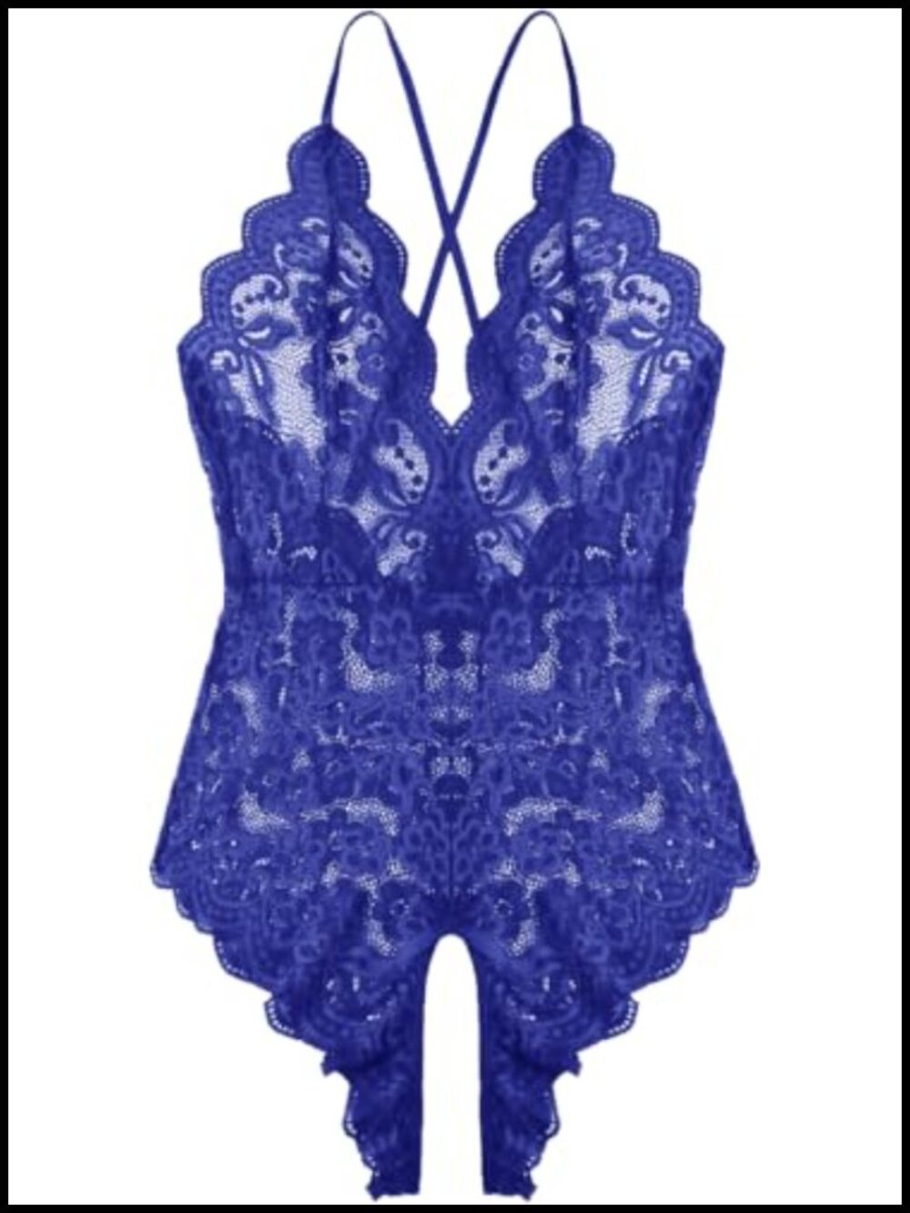 Lace Bodysuit One Piece Teddy V Neck Criss Cross Back Lingerie